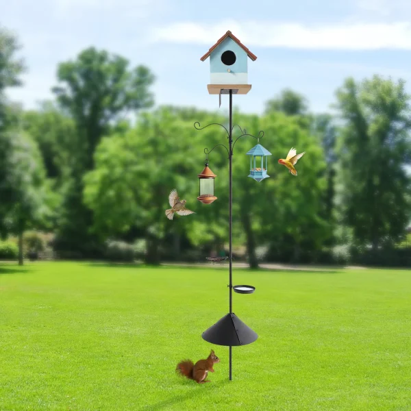 Metal and Iron Outdoor Bird Feeder Tray with Hooks